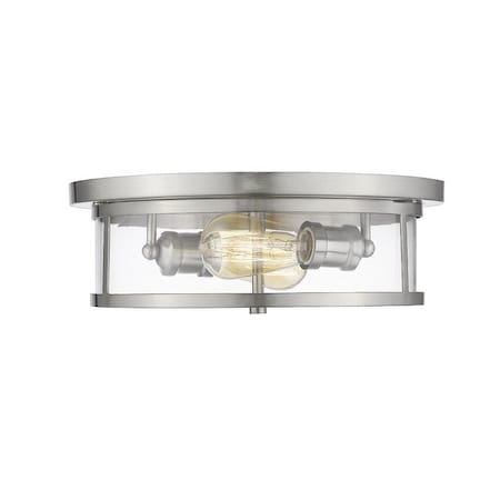 Z-Lite Savannah 2 Light Flush Mount, Brushed Nickel & Clear 462F14-BN